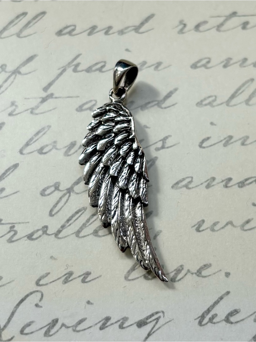 925 Sterling Silver Angel Wing Pendant